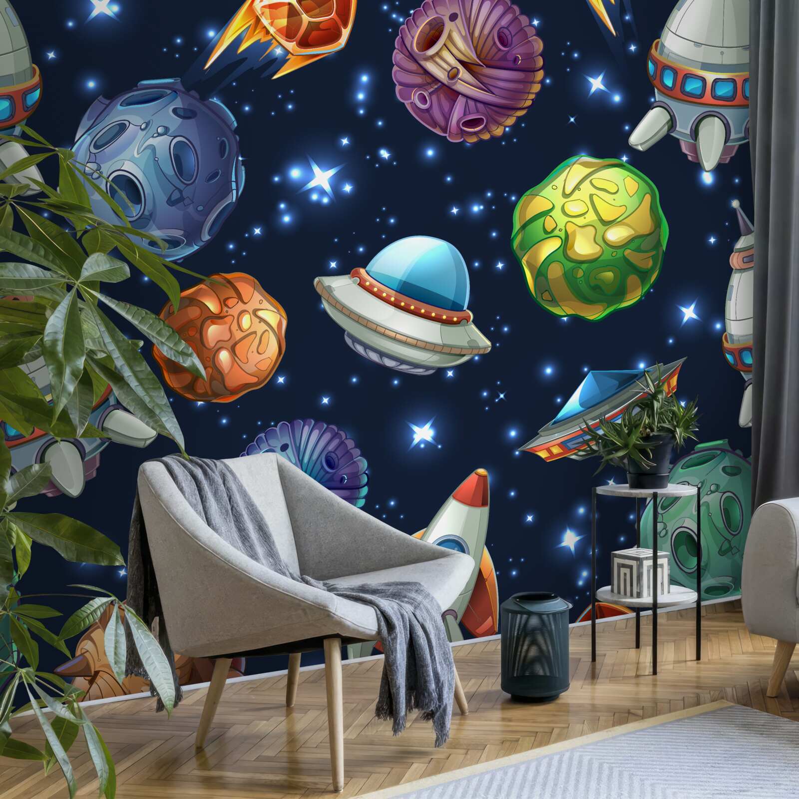 Fototapet dispozitive aerospațiale și comete în univers