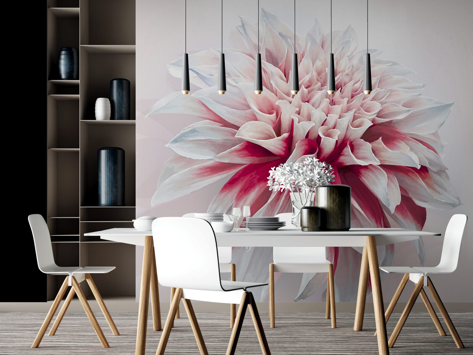 Fototapet gogoașă astra uimitoare în roșu și alb