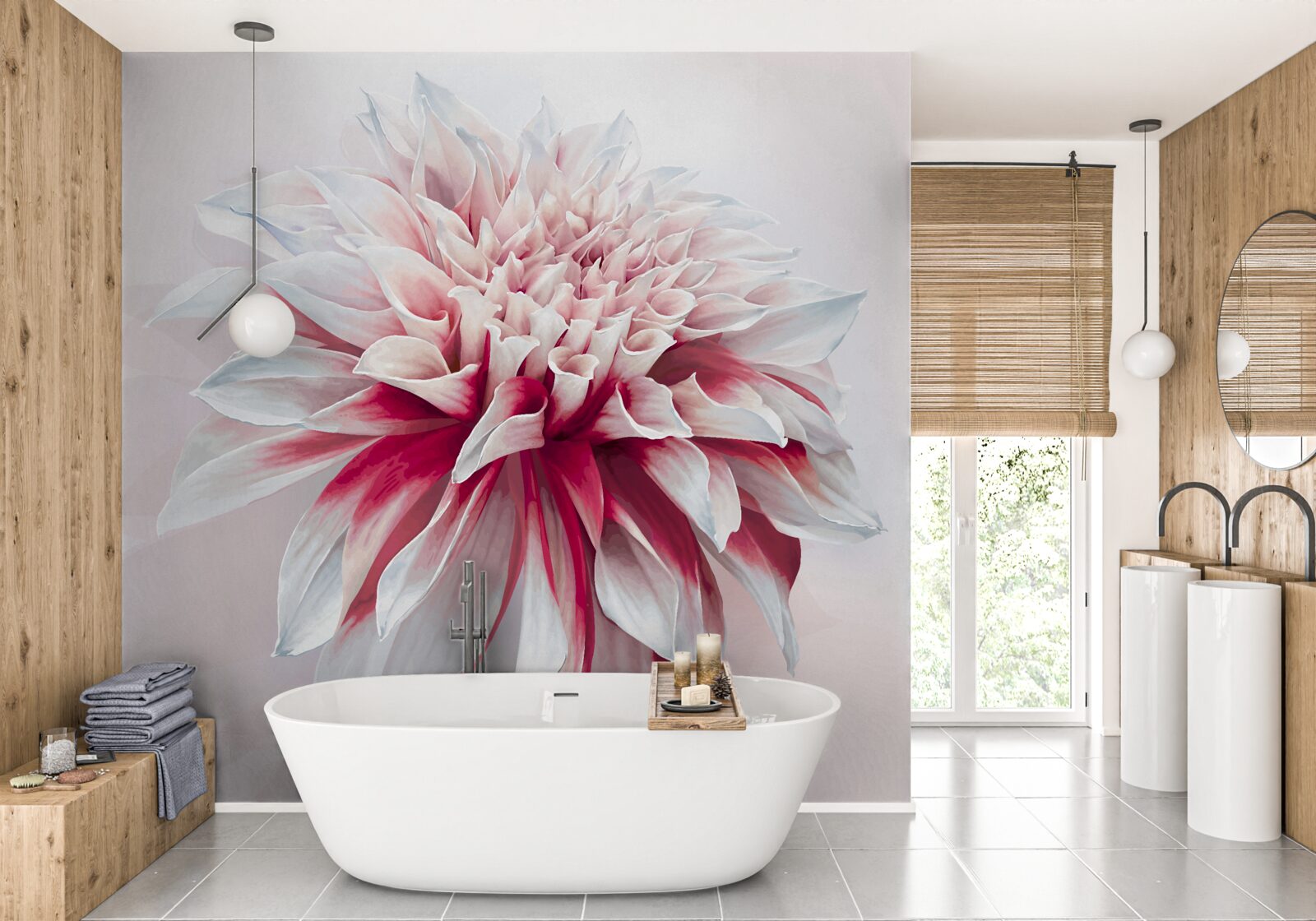 Fototapet gogoașă astra uimitoare în roșu și alb