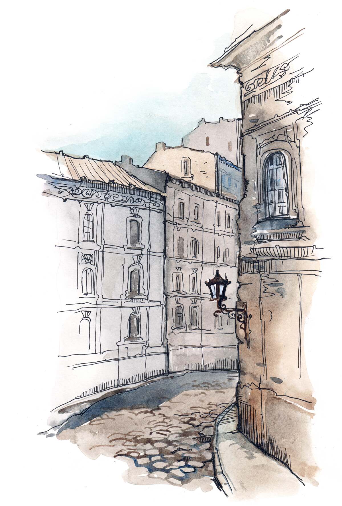 Fototapet o stradă liniștită țesută în creion