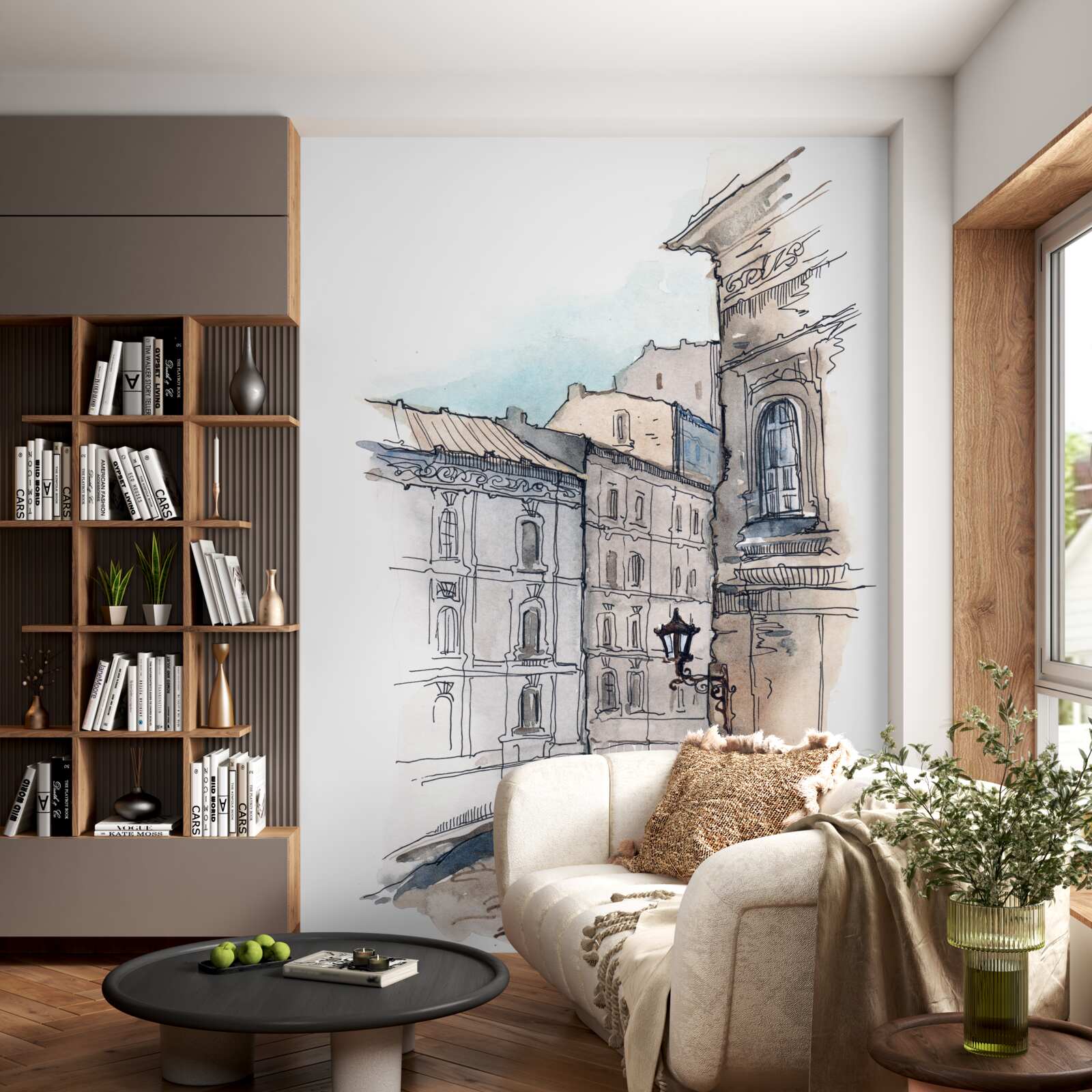 Fototapet o stradă liniștită țesută în creion