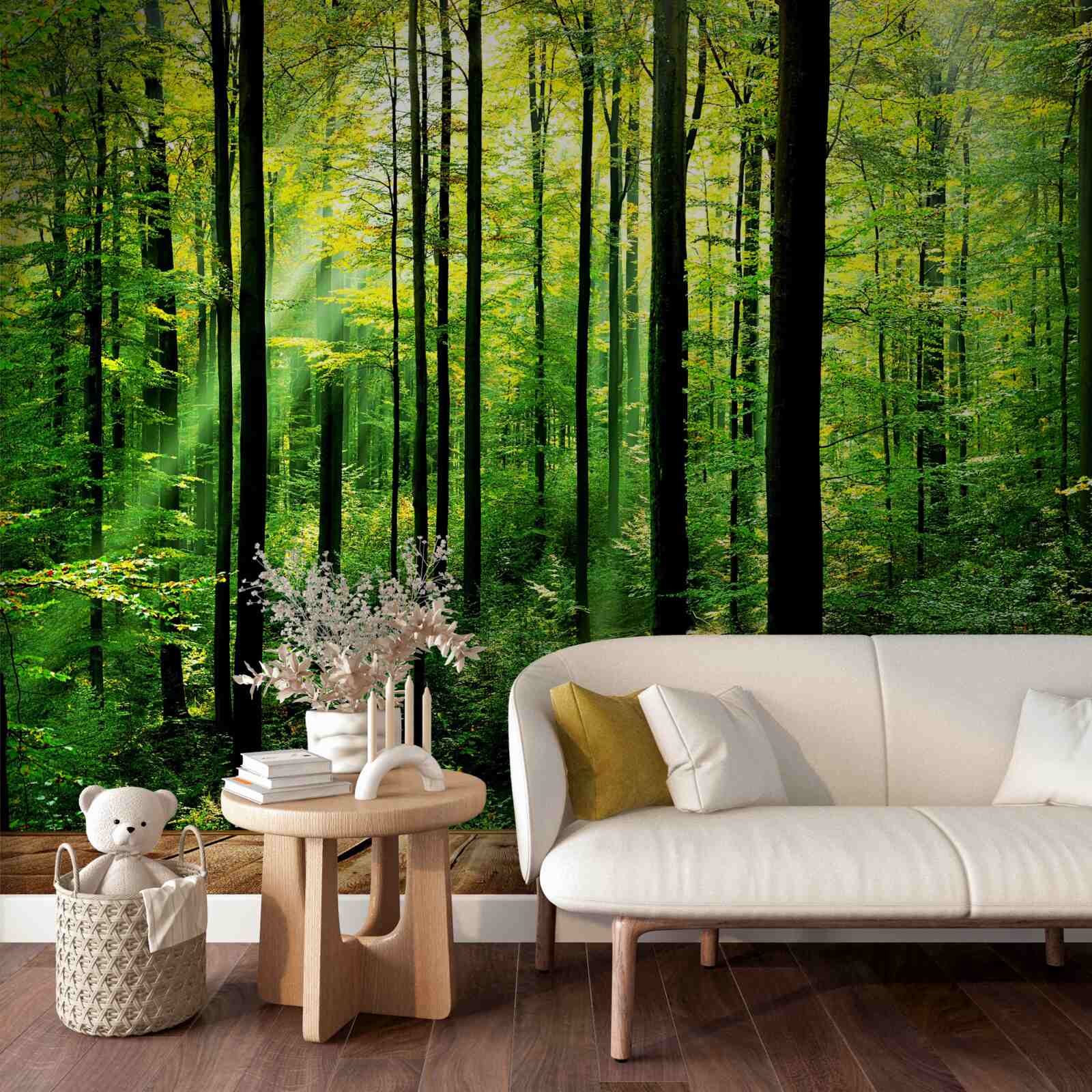 Fototapet terasă cu acces la o livadă de pini