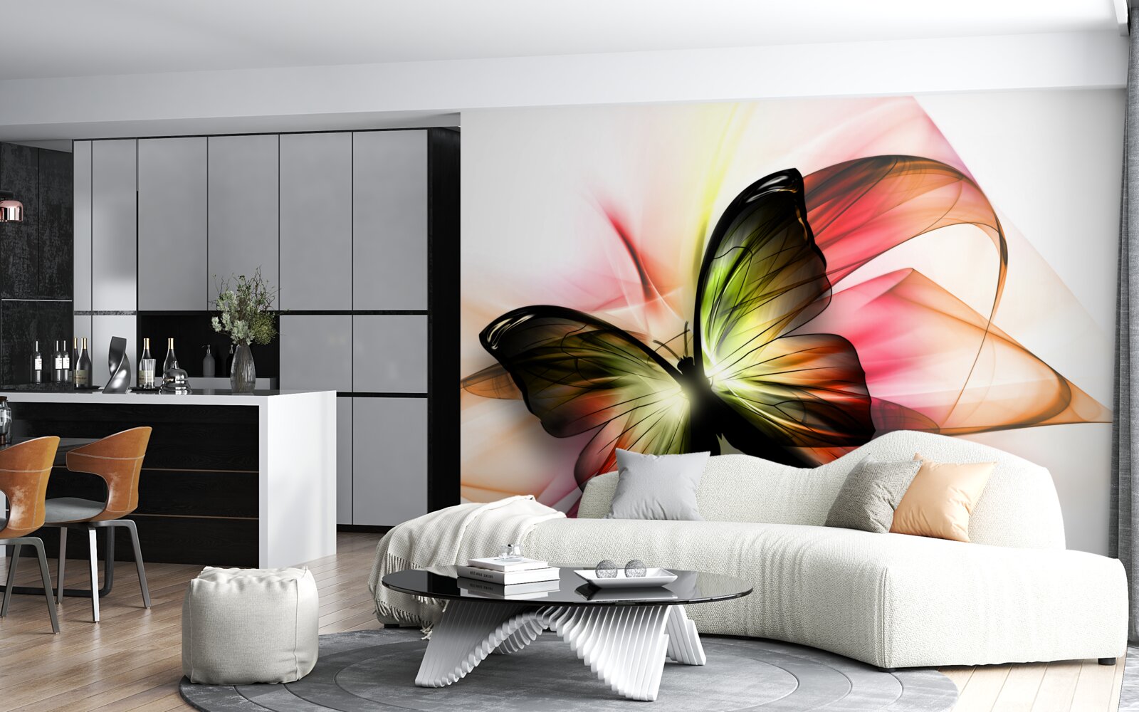 Fototapet un fluture frumos care plutește grațios în aer