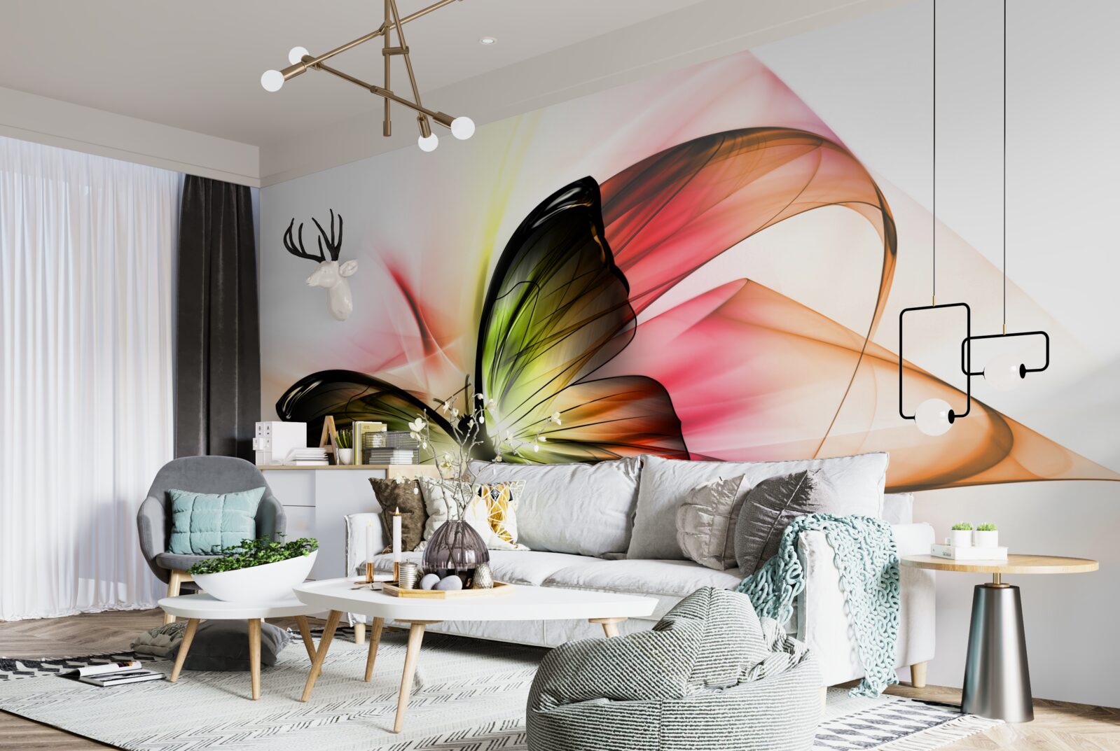 Fototapet un fluture frumos care plutește grațios în aer