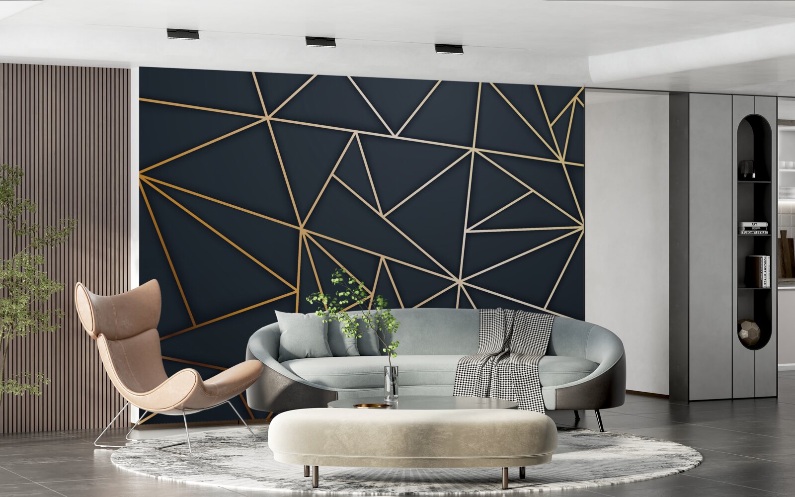 Fototapet forme formate din linii aurii