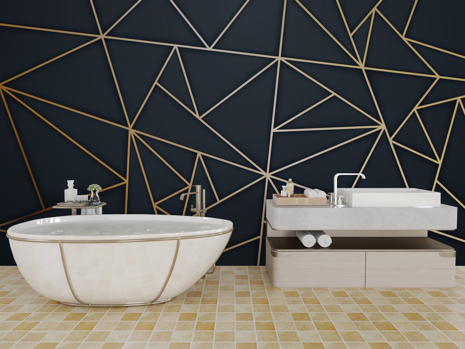 Fototapet forme formate din linii aurii