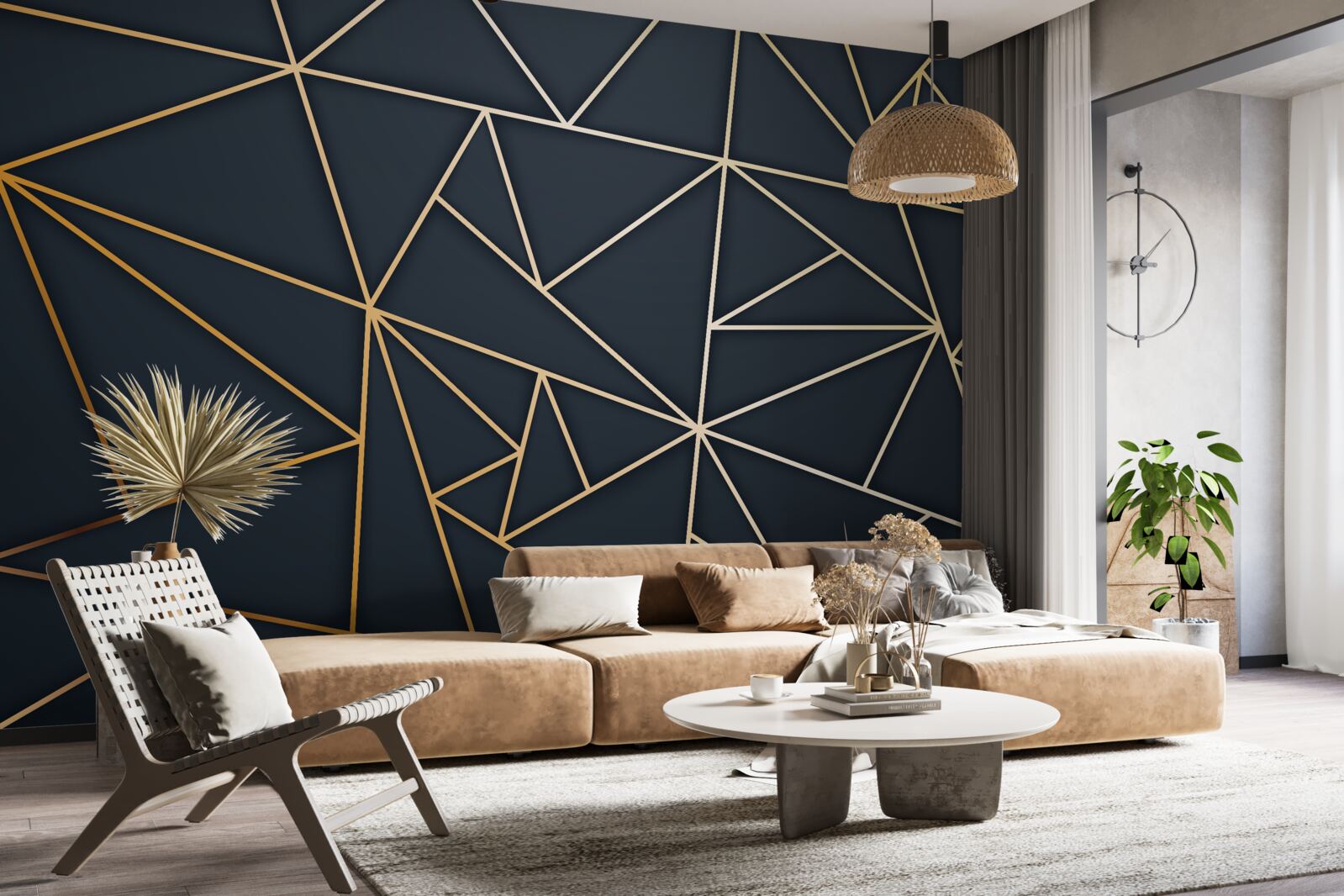 Fototapet forme formate din linii aurii