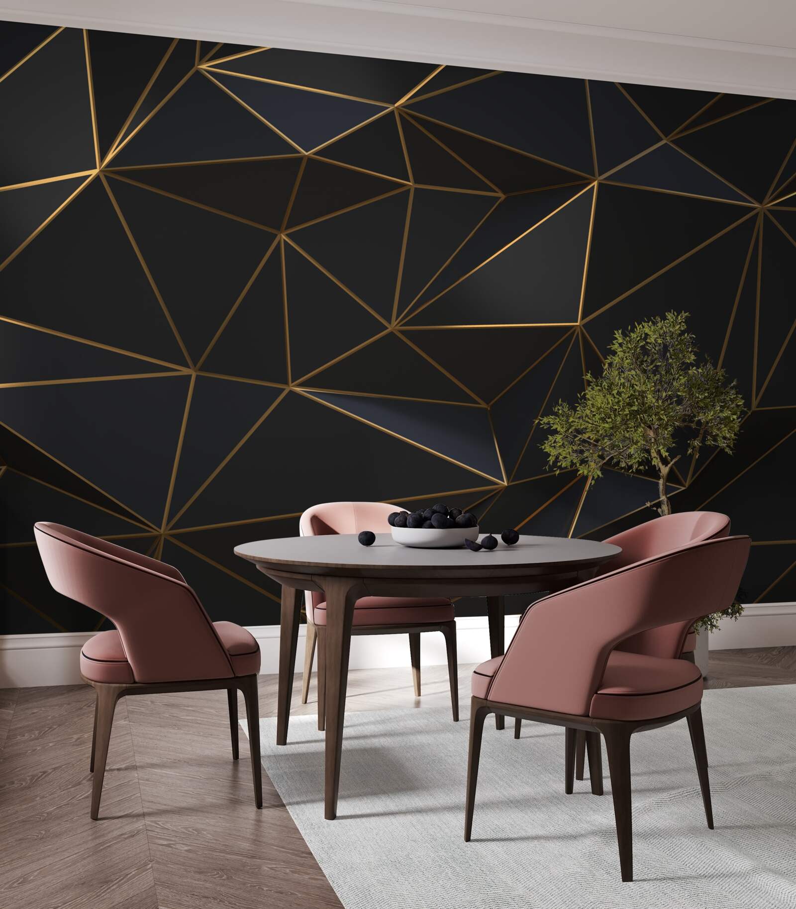 Fototapet triunghiuri și diamante montate în aur