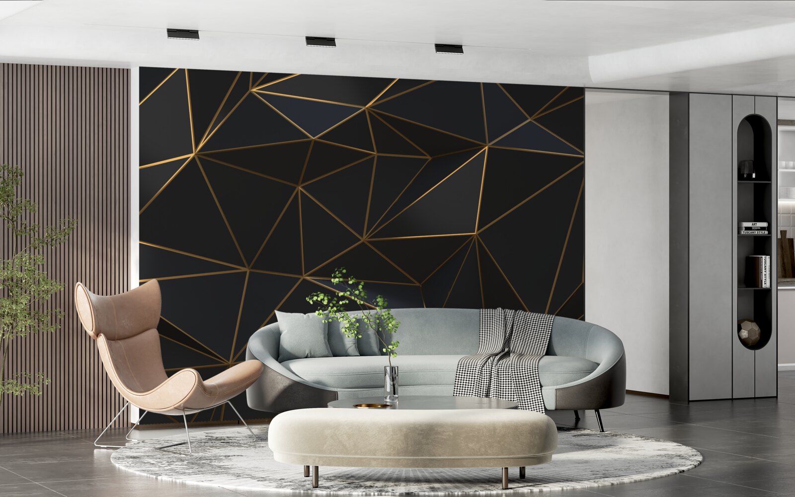 Fototapet triunghiuri și diamante montate în aur