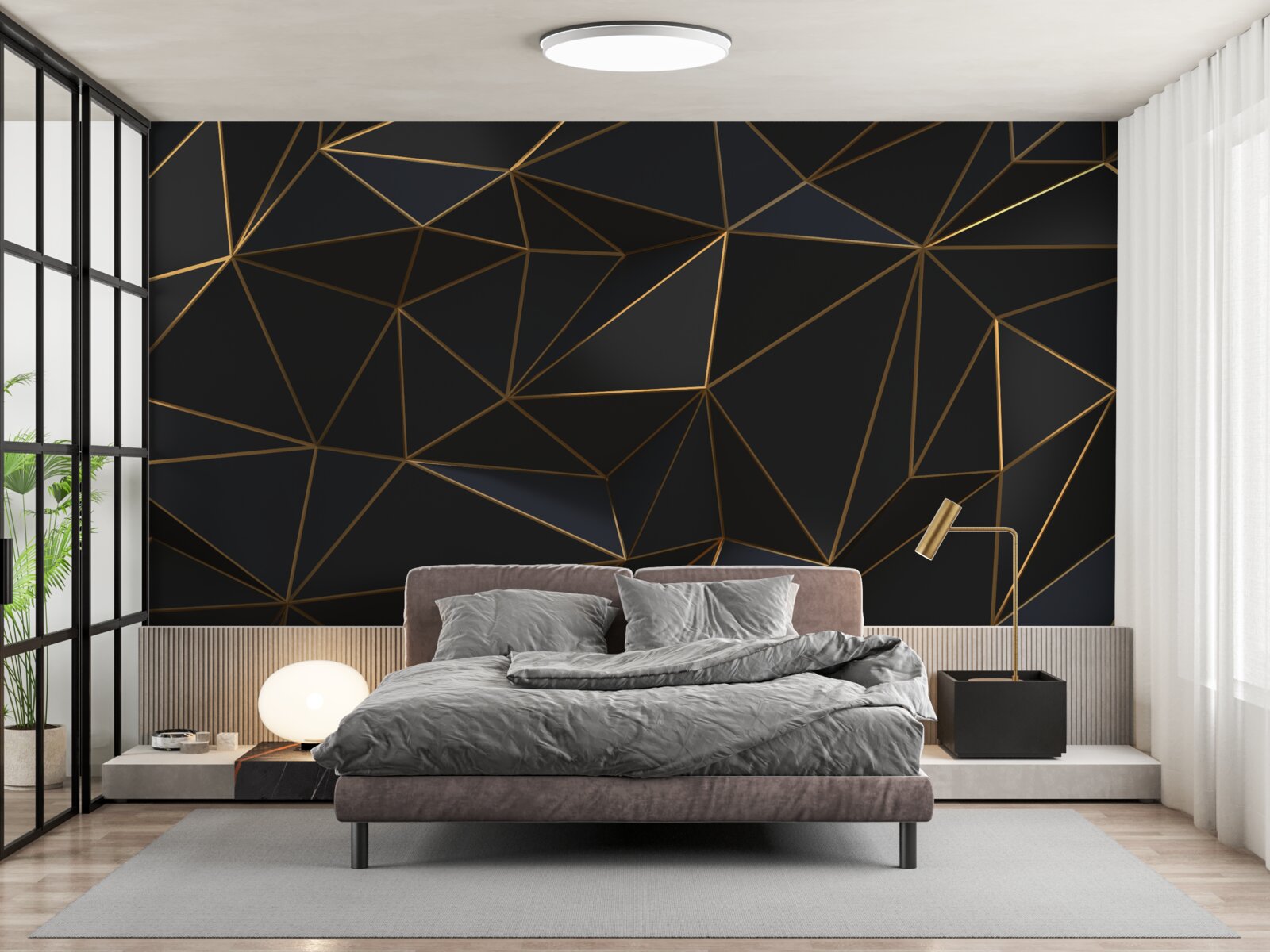 Fototapet triunghiuri și diamante montate în aur