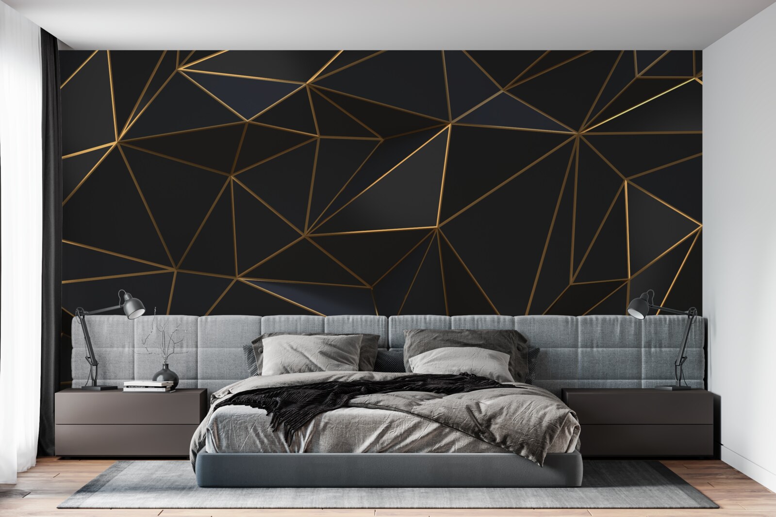 Fototapet triunghiuri și diamante montate în aur