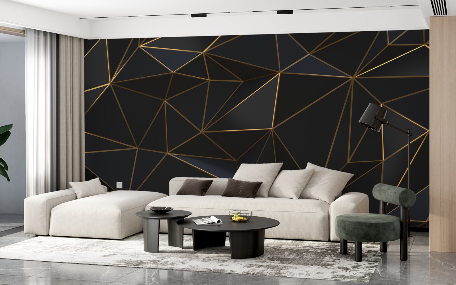 Fototapet triunghiuri și diamante montate în aur