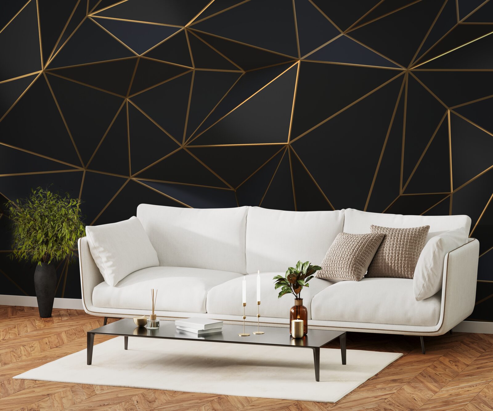 Fototapet triunghiuri și diamante montate în aur