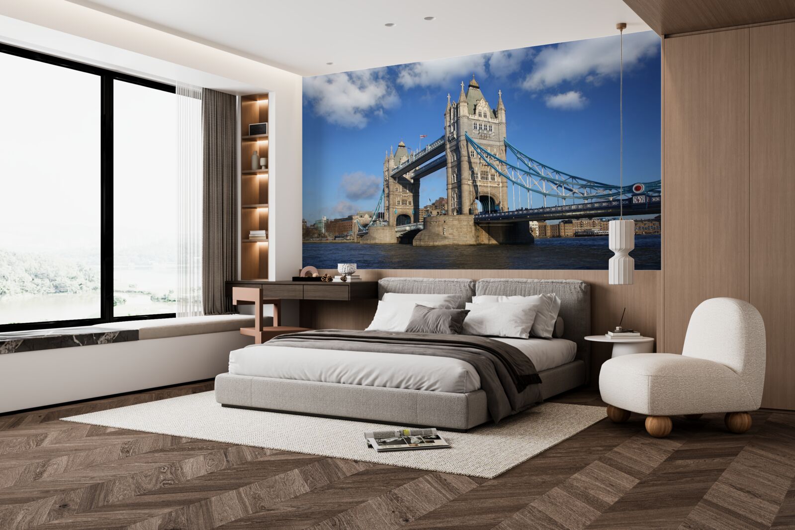 Fototapet pod turn care se întinde peste suprafața calmă a râului