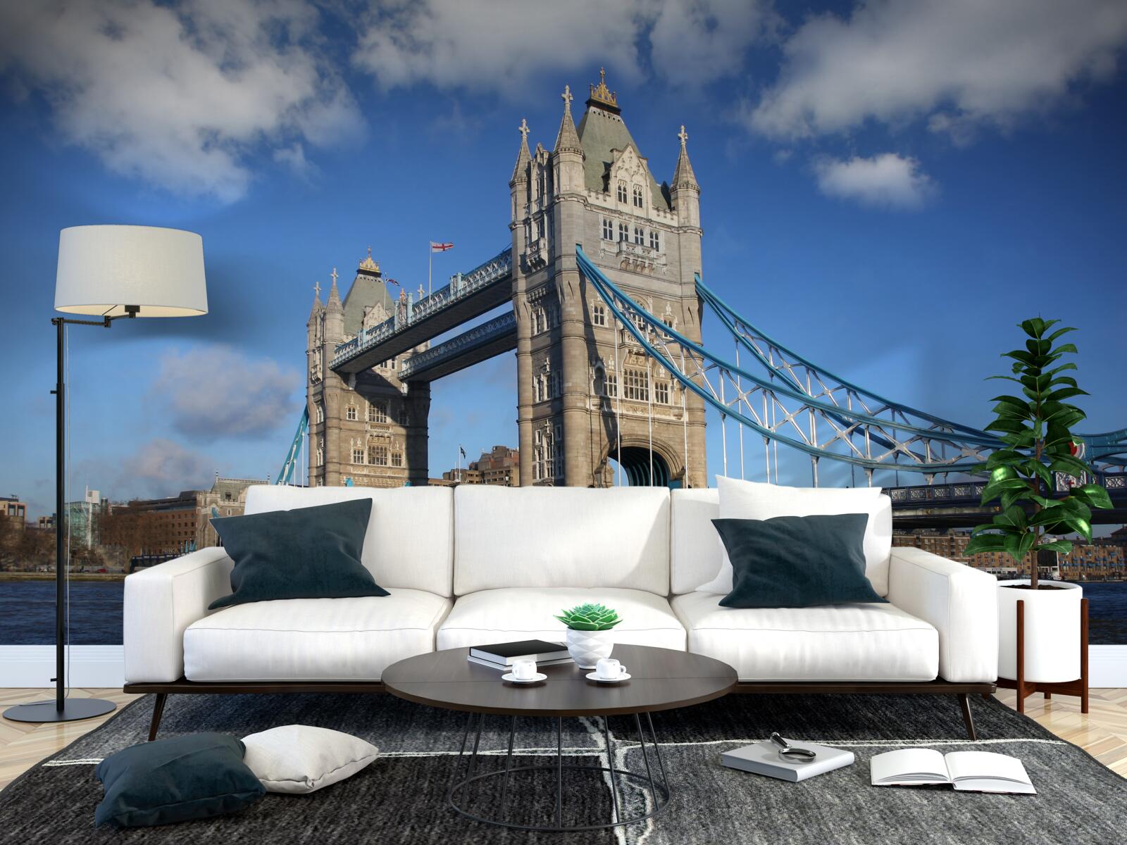 Fototapet pod turn care se întinde peste suprafața calmă a râului