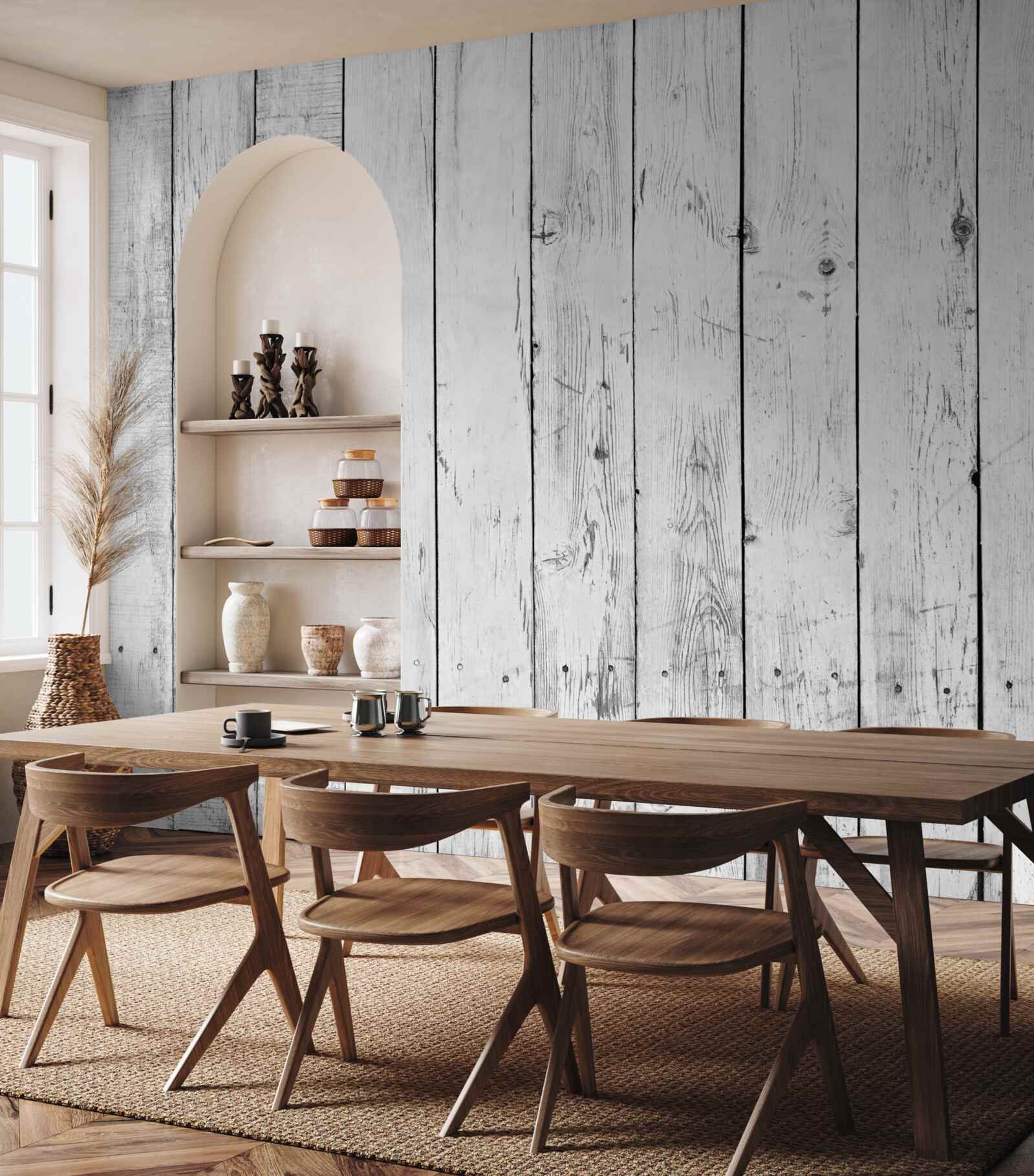 Fototapet placa de parchet alb