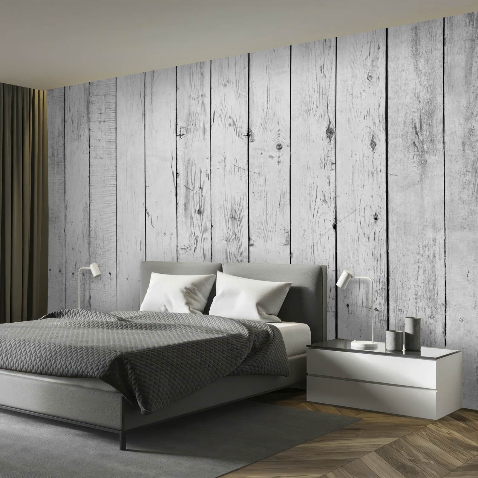 Fototapet placa de parchet alb