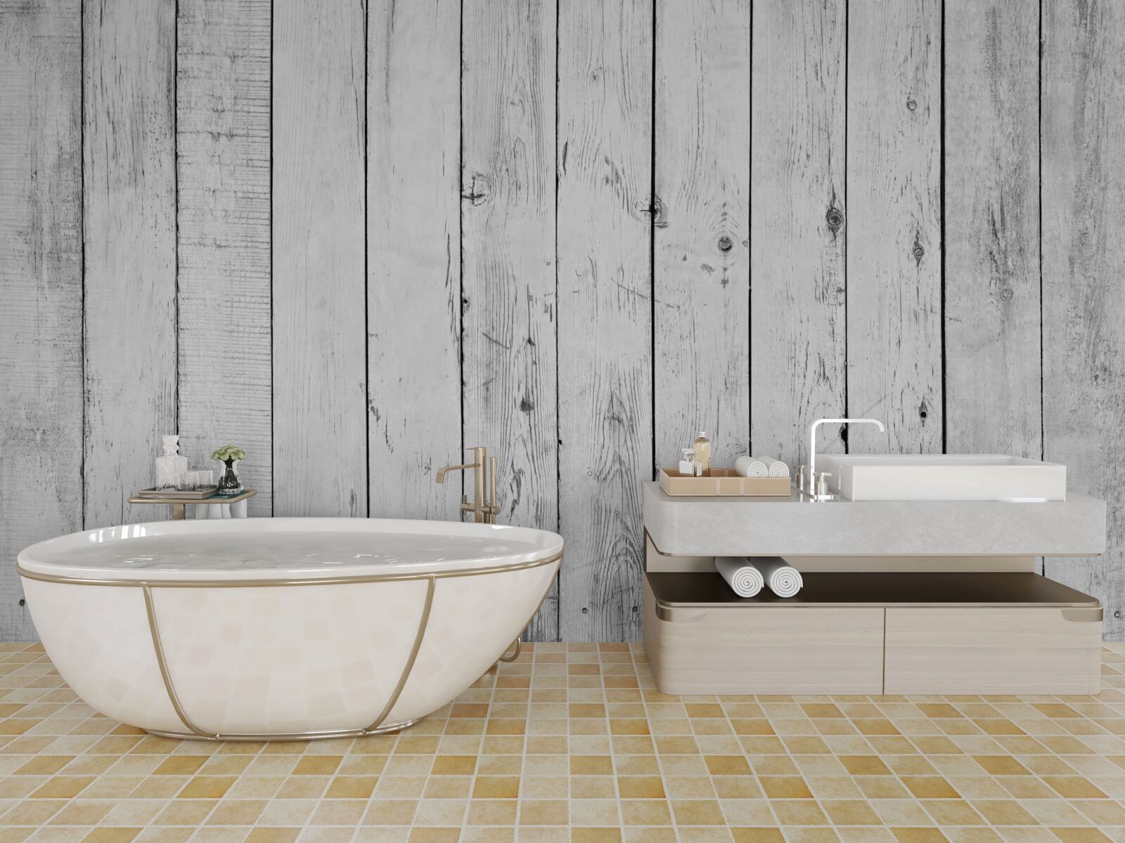 Fototapet placa de parchet alb