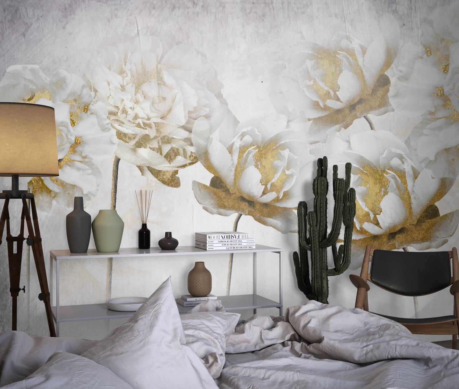 Fototapet Flori de bumbac drăguțe în alb