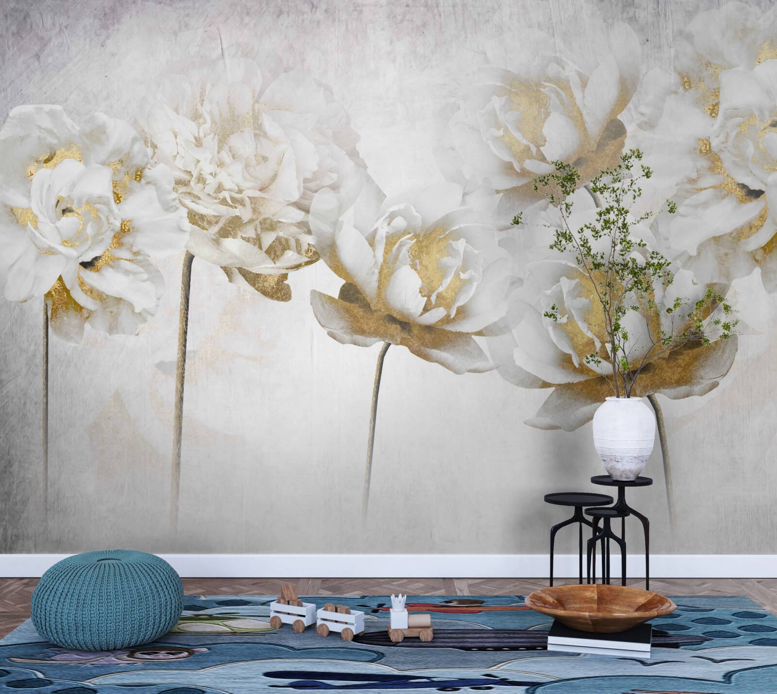 Fototapet Flori de bumbac drăguțe în alb