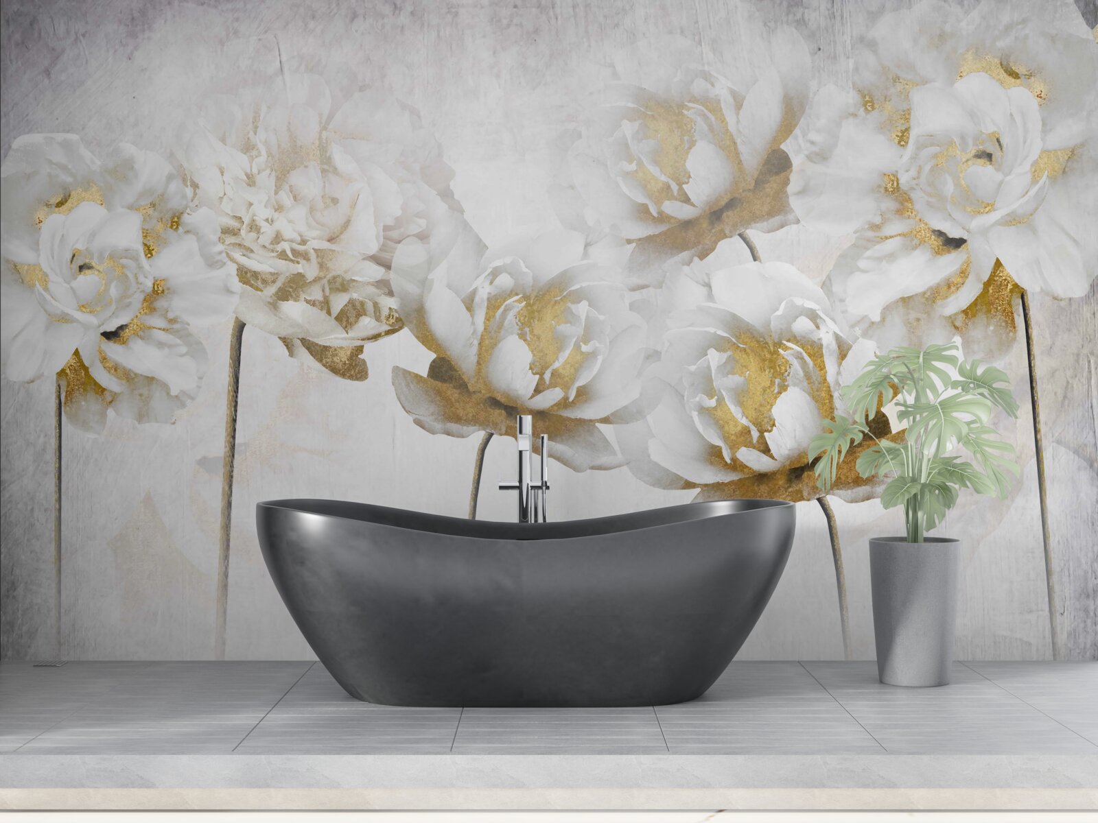 Fototapet Flori de bumbac drăguțe în alb