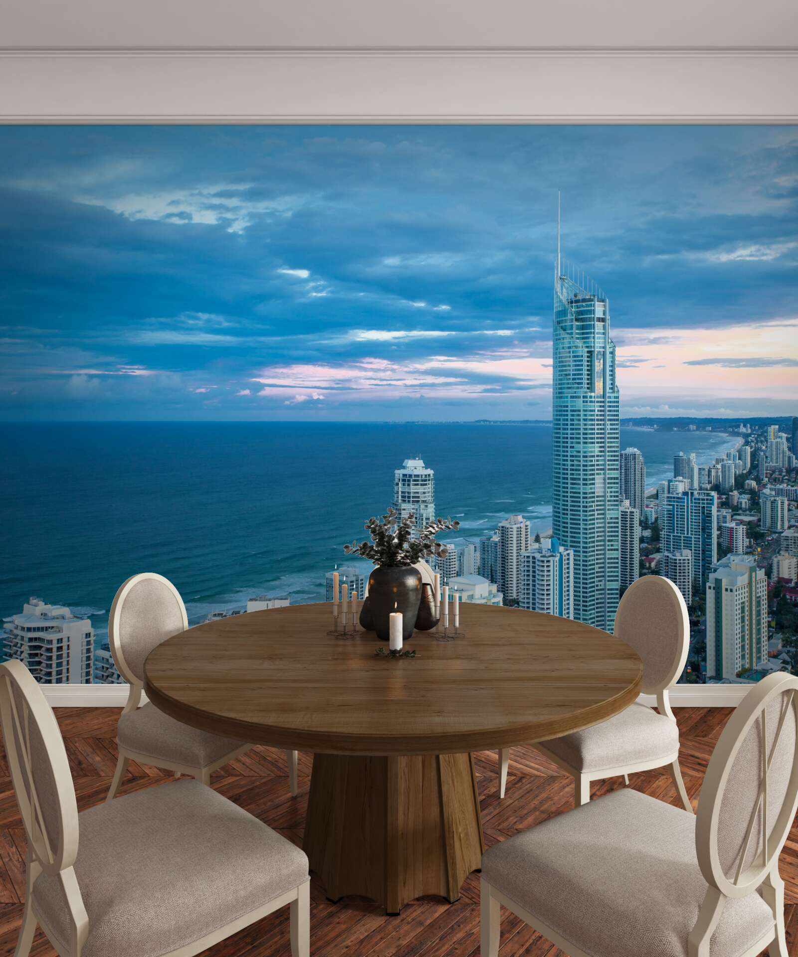 Fototapet oraș uriaș pe malul mării