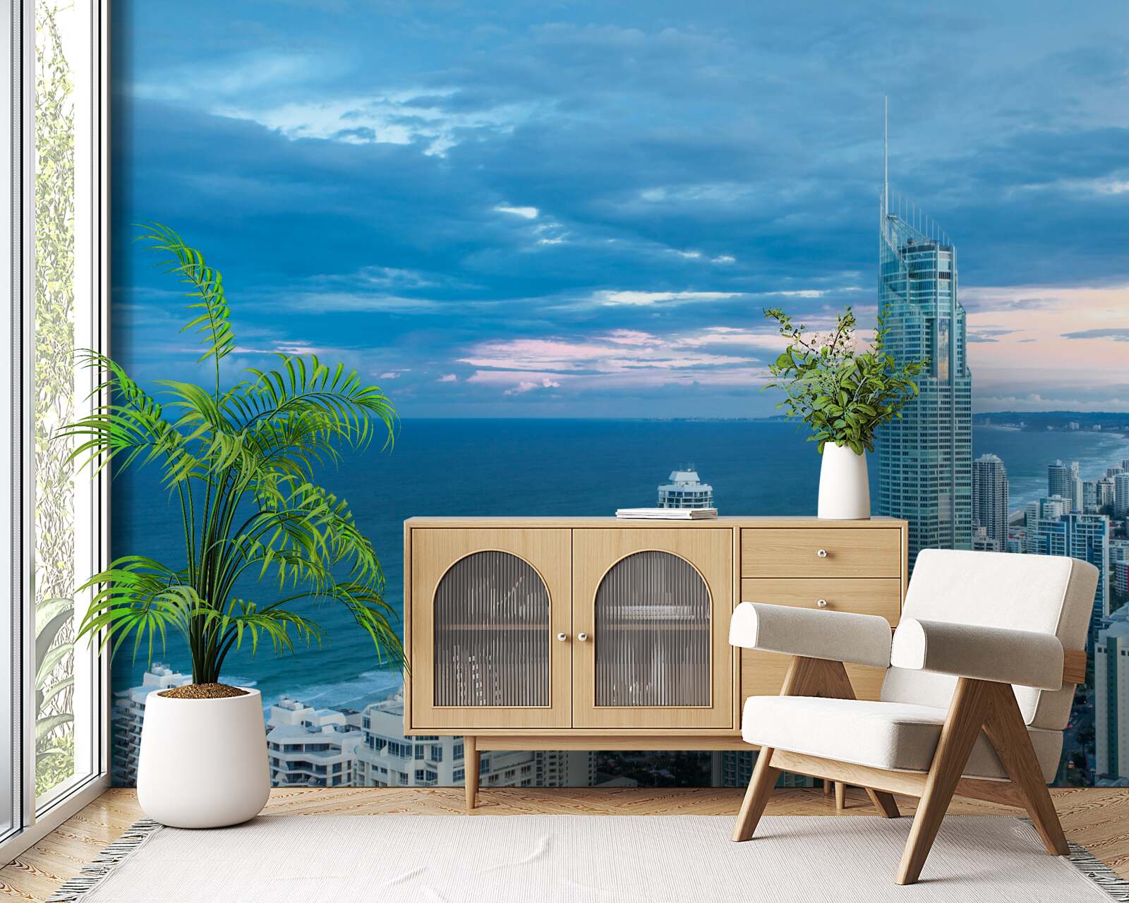 Fototapet oraș uriaș pe malul mării