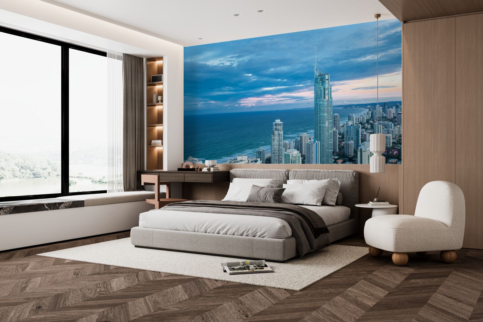 Fototapet oraș uriaș pe malul mării