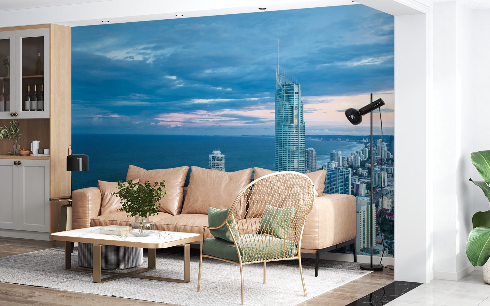 Fototapet oraș uriaș pe malul mării