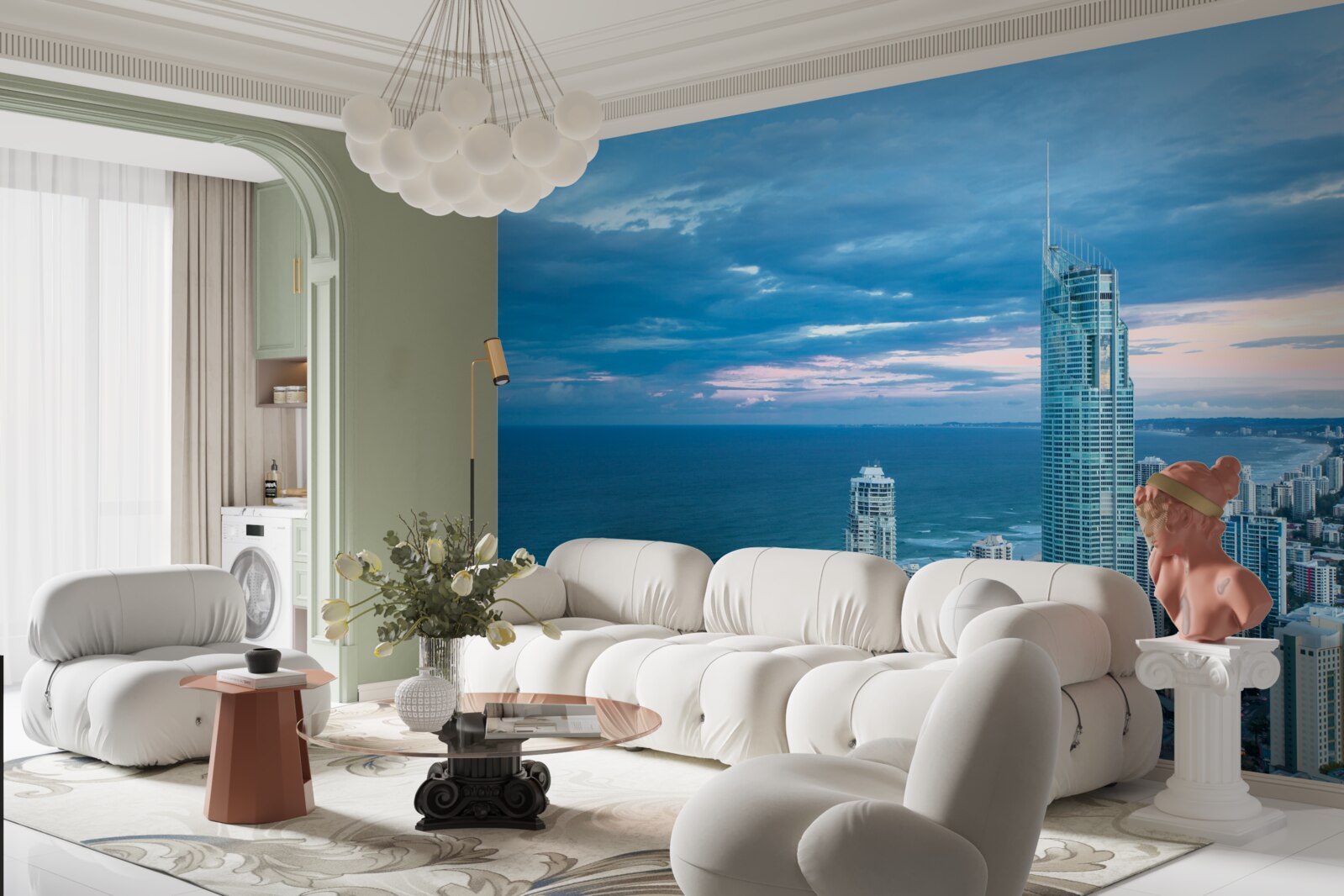 Fototapet oraș uriaș pe malul mării