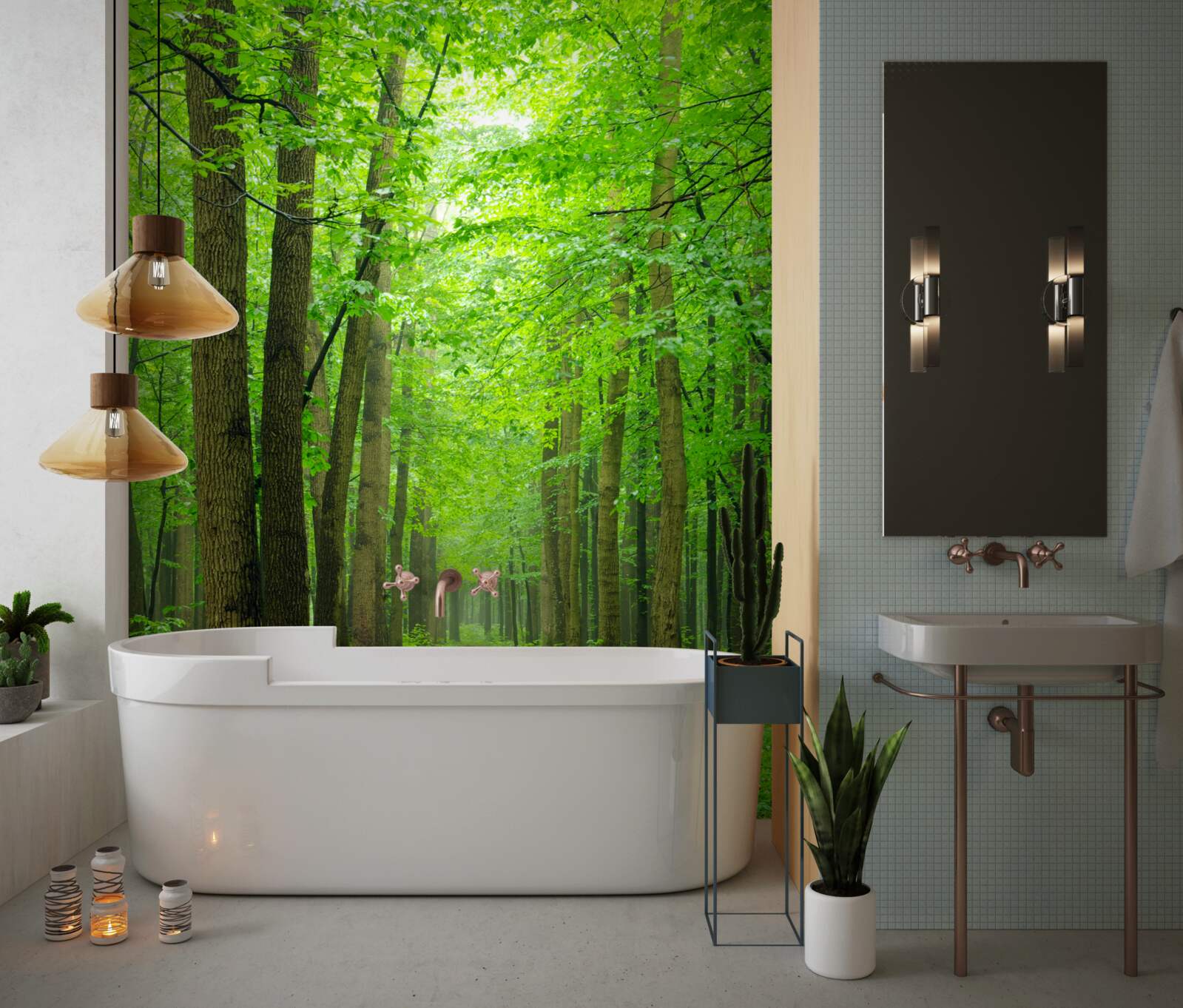 Fototapet o cale confortabilă printr-o pădure grațioasă de foioase