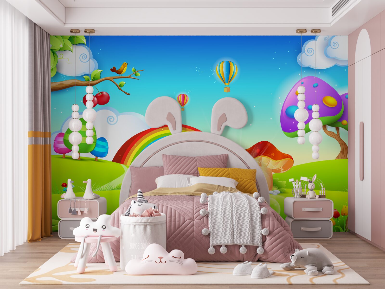 Fototapet gazon fantastic sub un curcubeu luminos