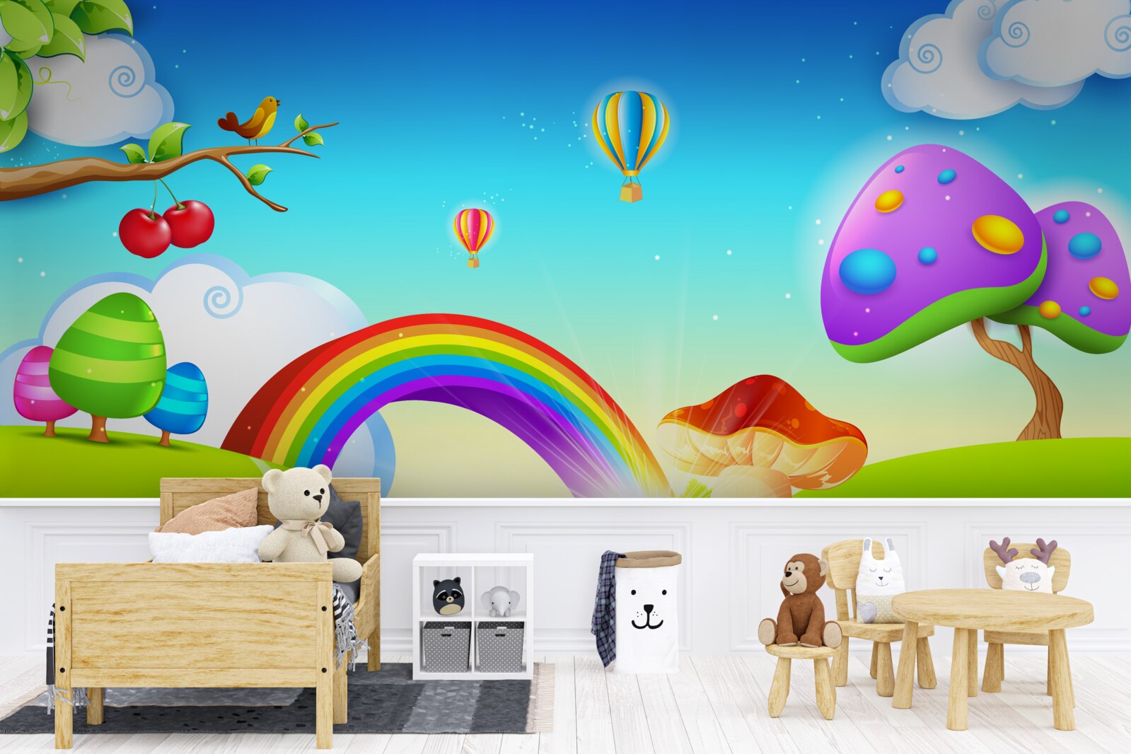 Fototapet gazon fantastic sub un curcubeu luminos