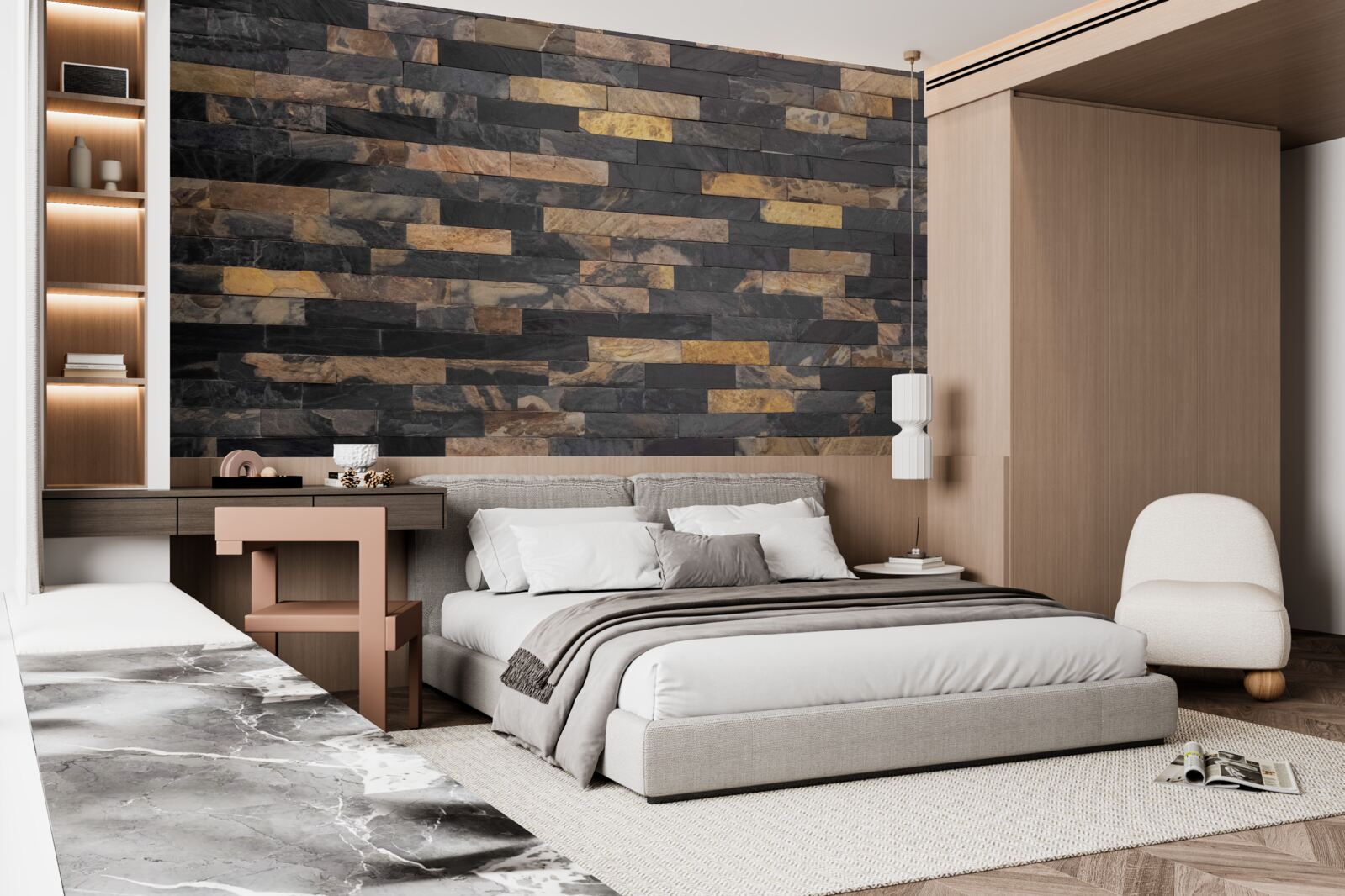 Fototapet piatră neagră-aurie așezată orizontal