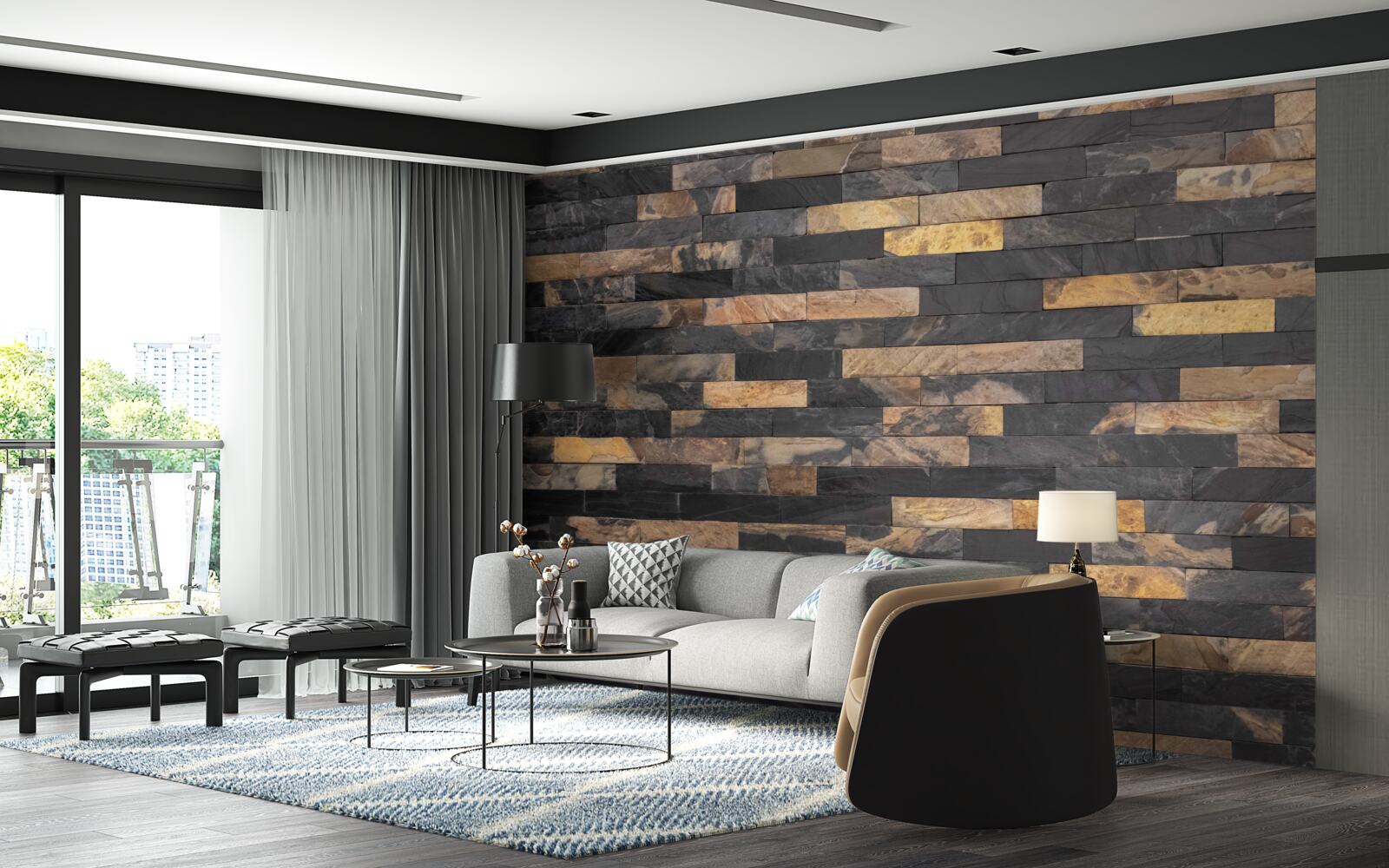 Fototapet piatră neagră-aurie așezată orizontal