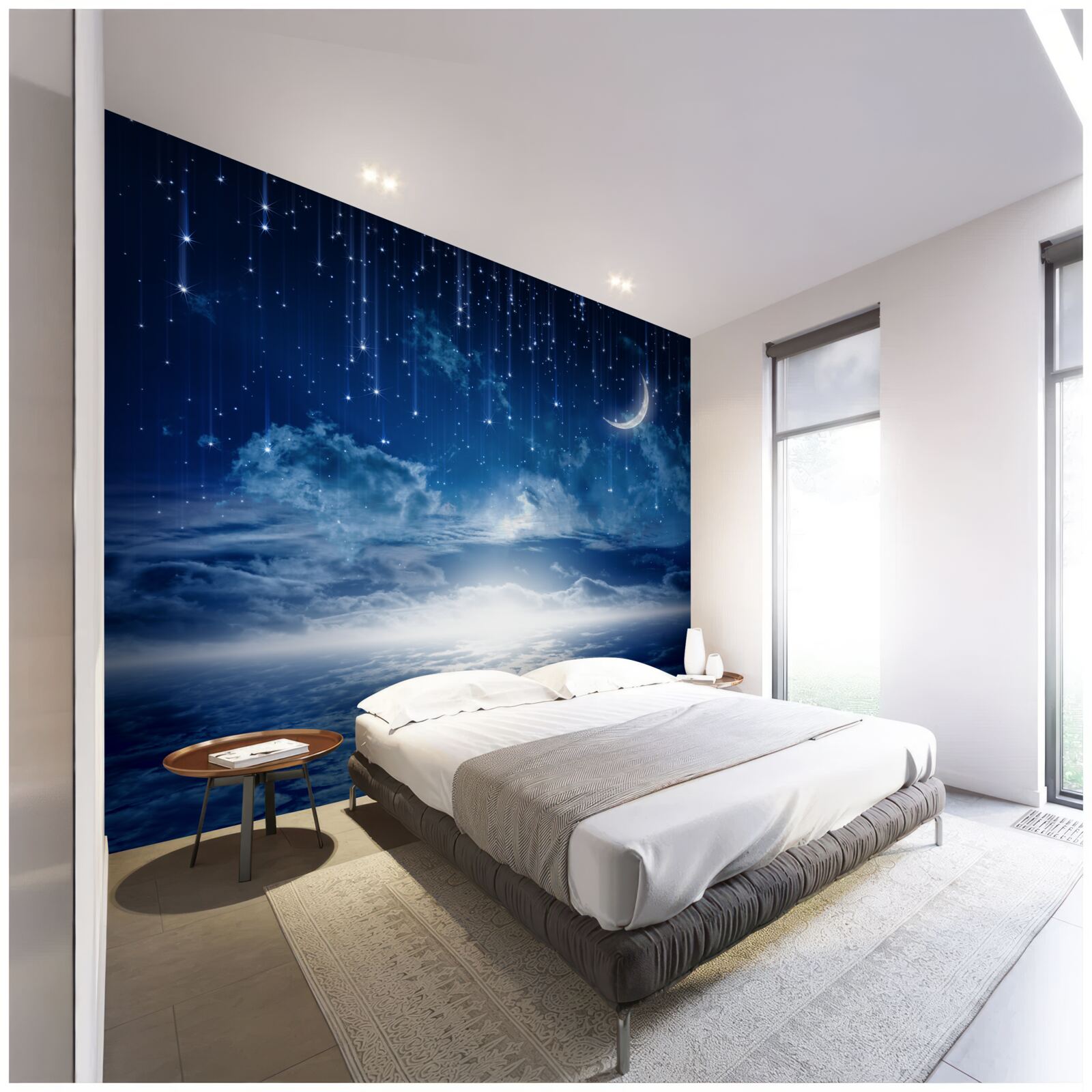 Fototapet Lumina lunii care se joacă pe suprafața apei iluminează noaptea cu culori strălucitoare