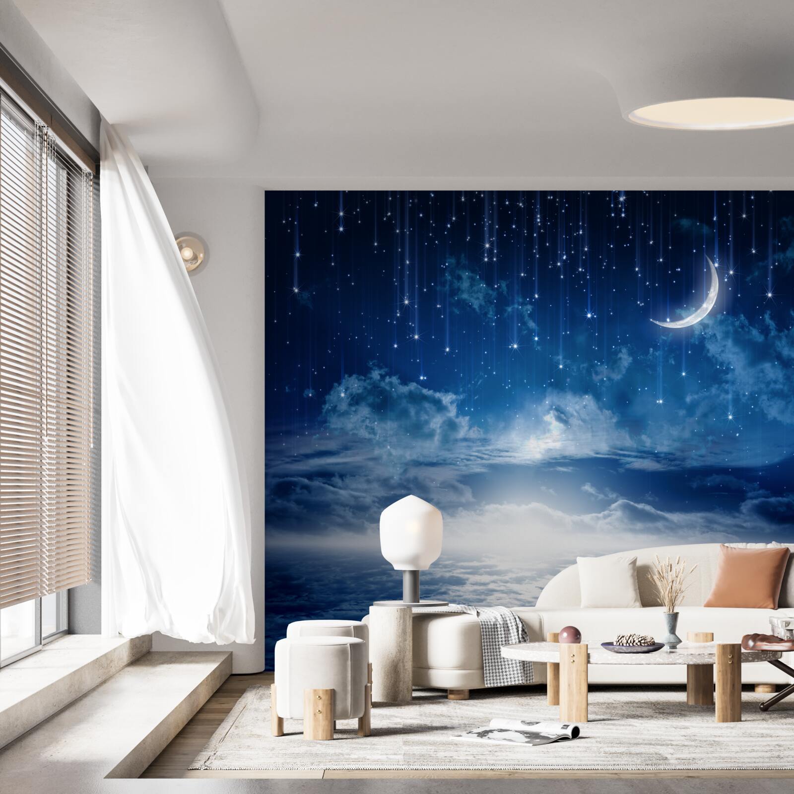 Fototapet Lumina lunii care se joacă pe suprafața apei iluminează noaptea cu culori strălucitoare