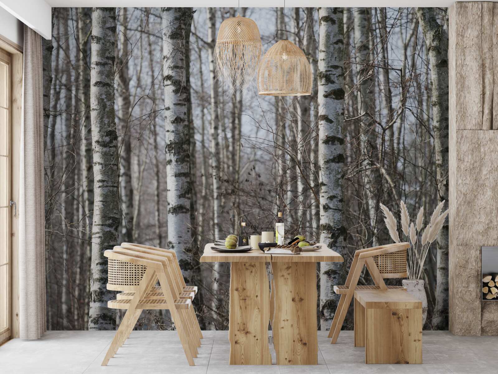 Fototapet mesteceni grațioși căzuți