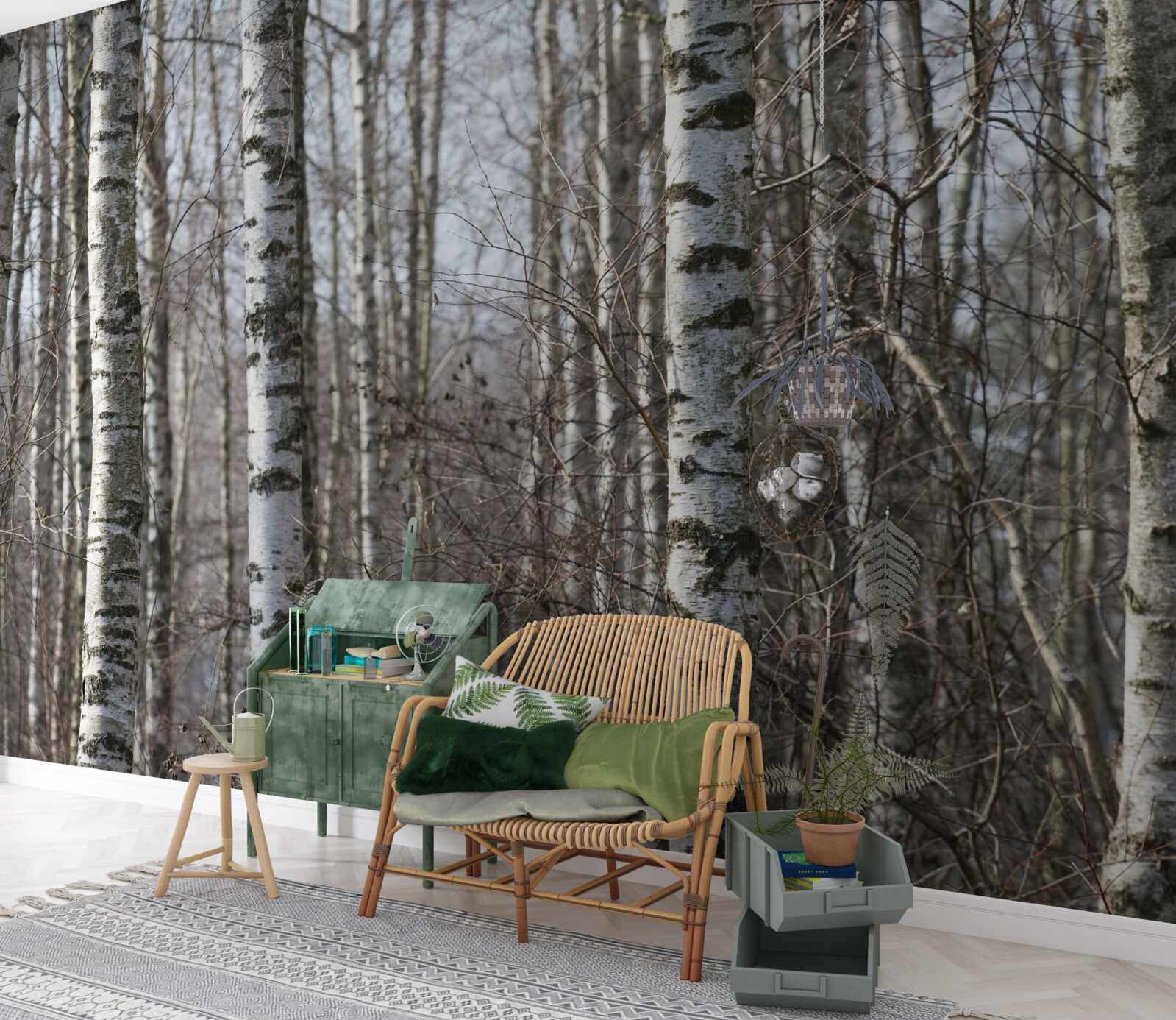 Fototapet mesteceni grațioși căzuți