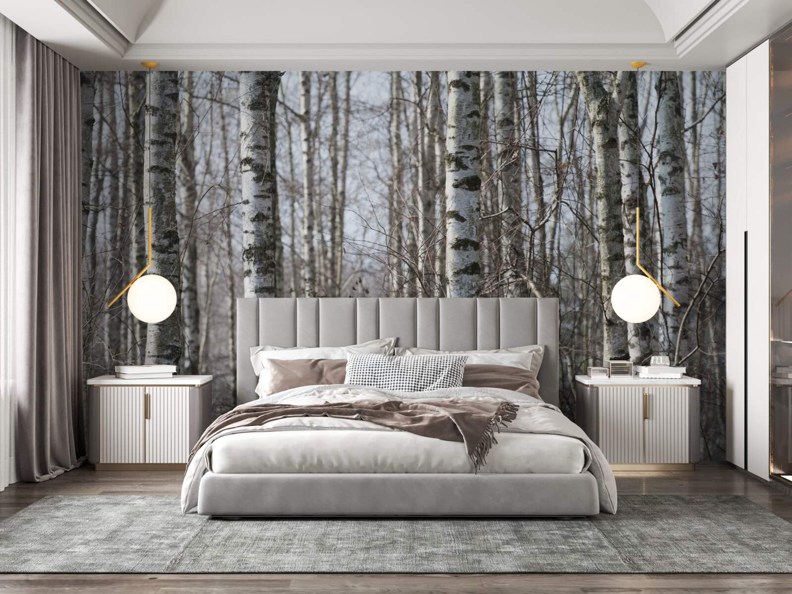 Fototapet mesteceni grațioși căzuți