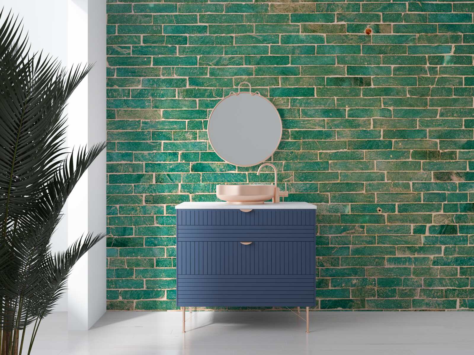 Fototapet Zid de cărămidă vopsit în verde