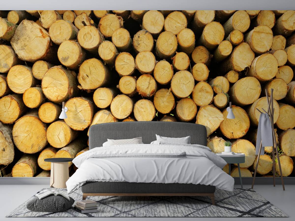 Fototapet grămadă de lemne de foc tăiate