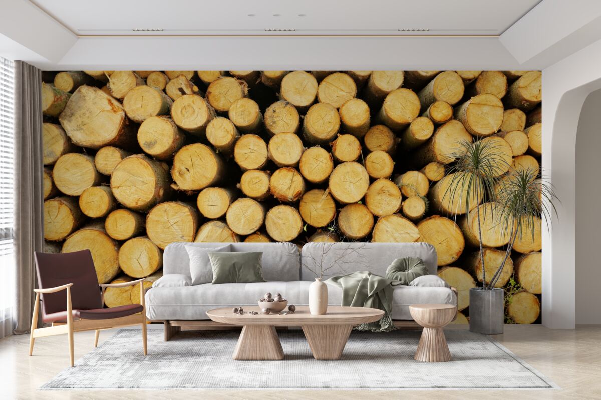 Fototapet grămadă de lemne de foc tăiate