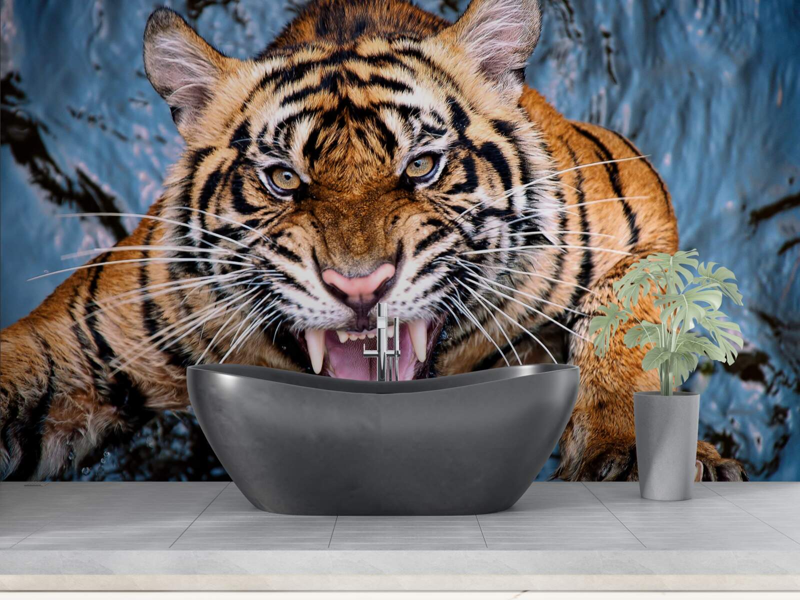 Fototapet tigrul răcnește de furie