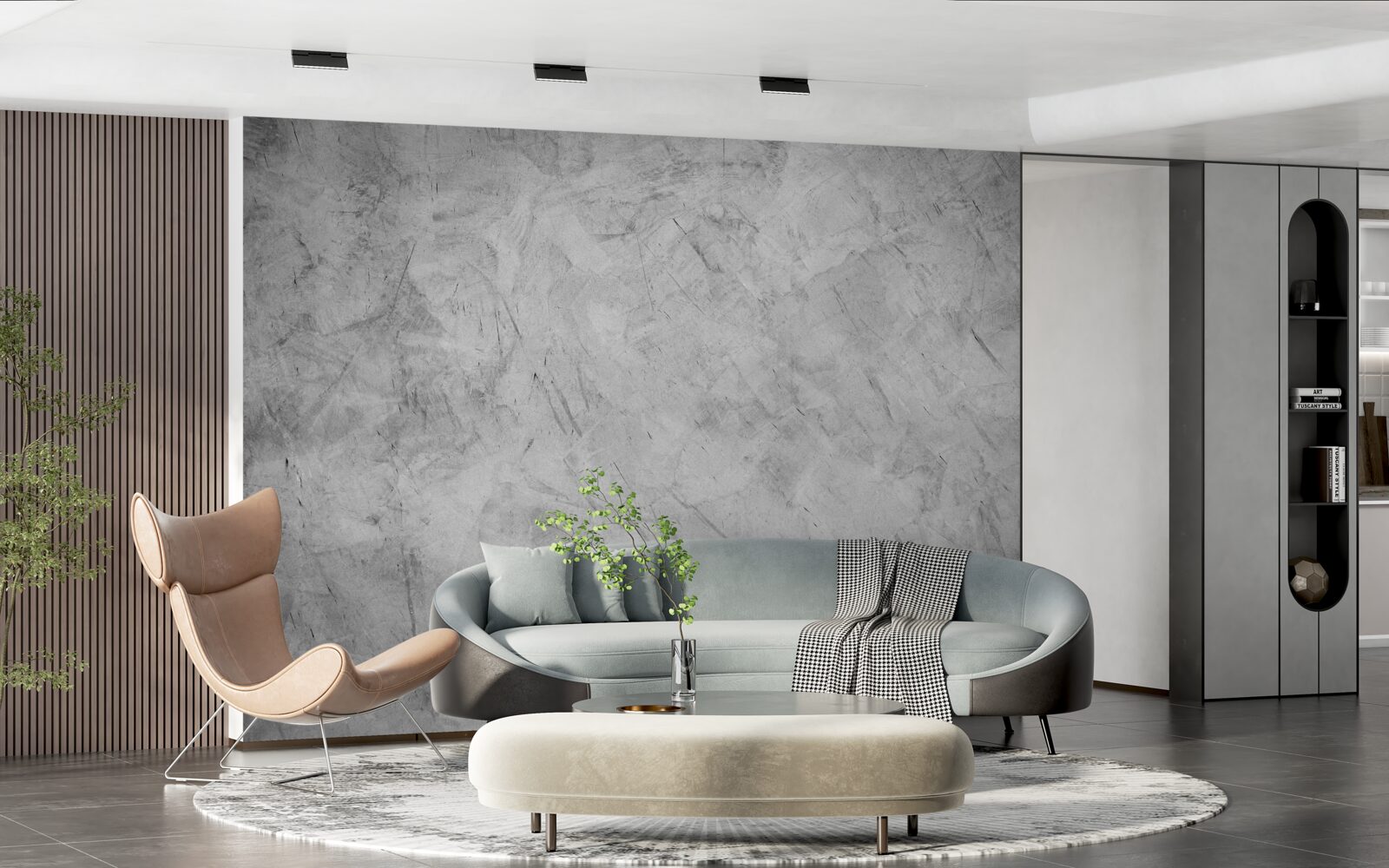 Fototapet ploaie puternică într-o pădure cufundată în ceață