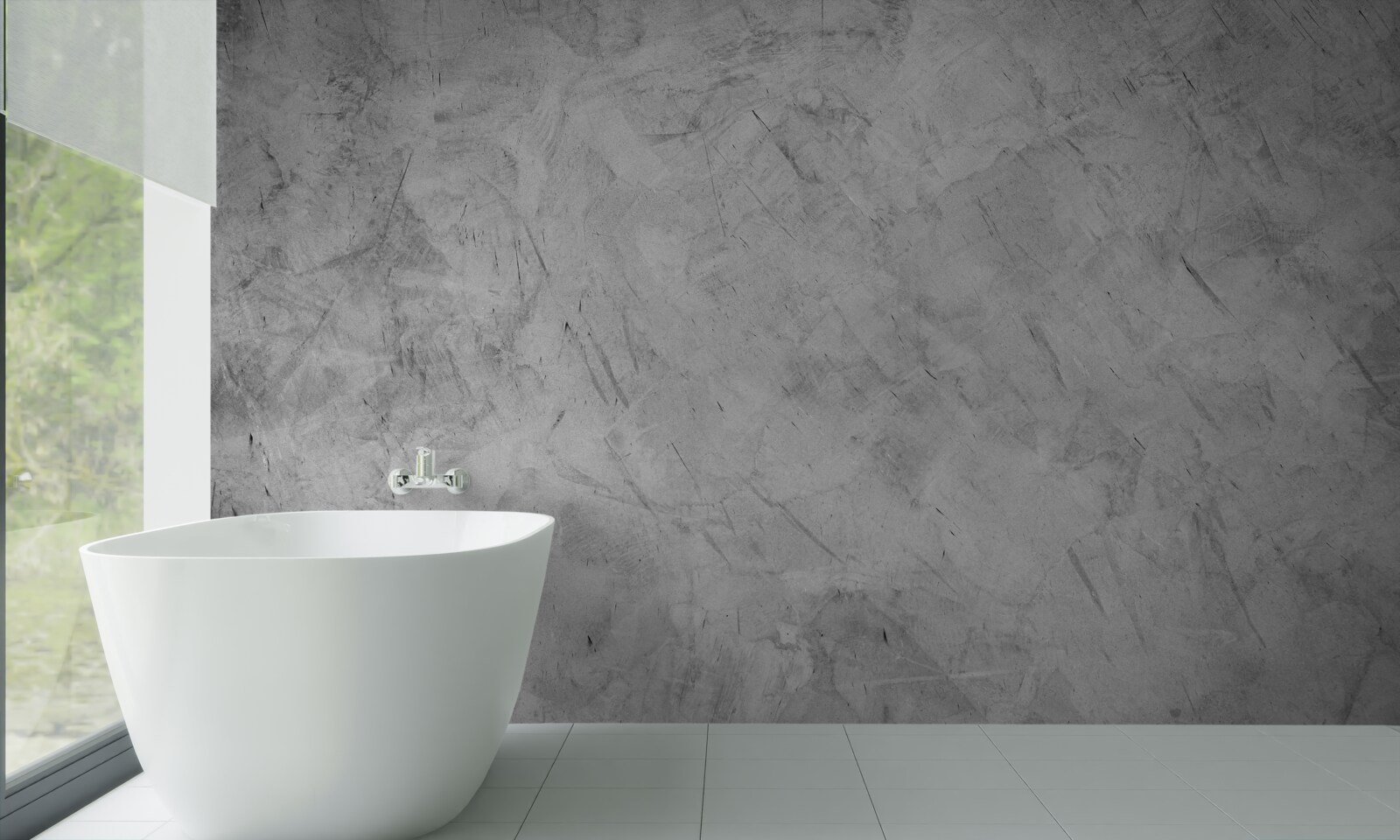 Fototapet ploaie puternică într-o pădure cufundată în ceață