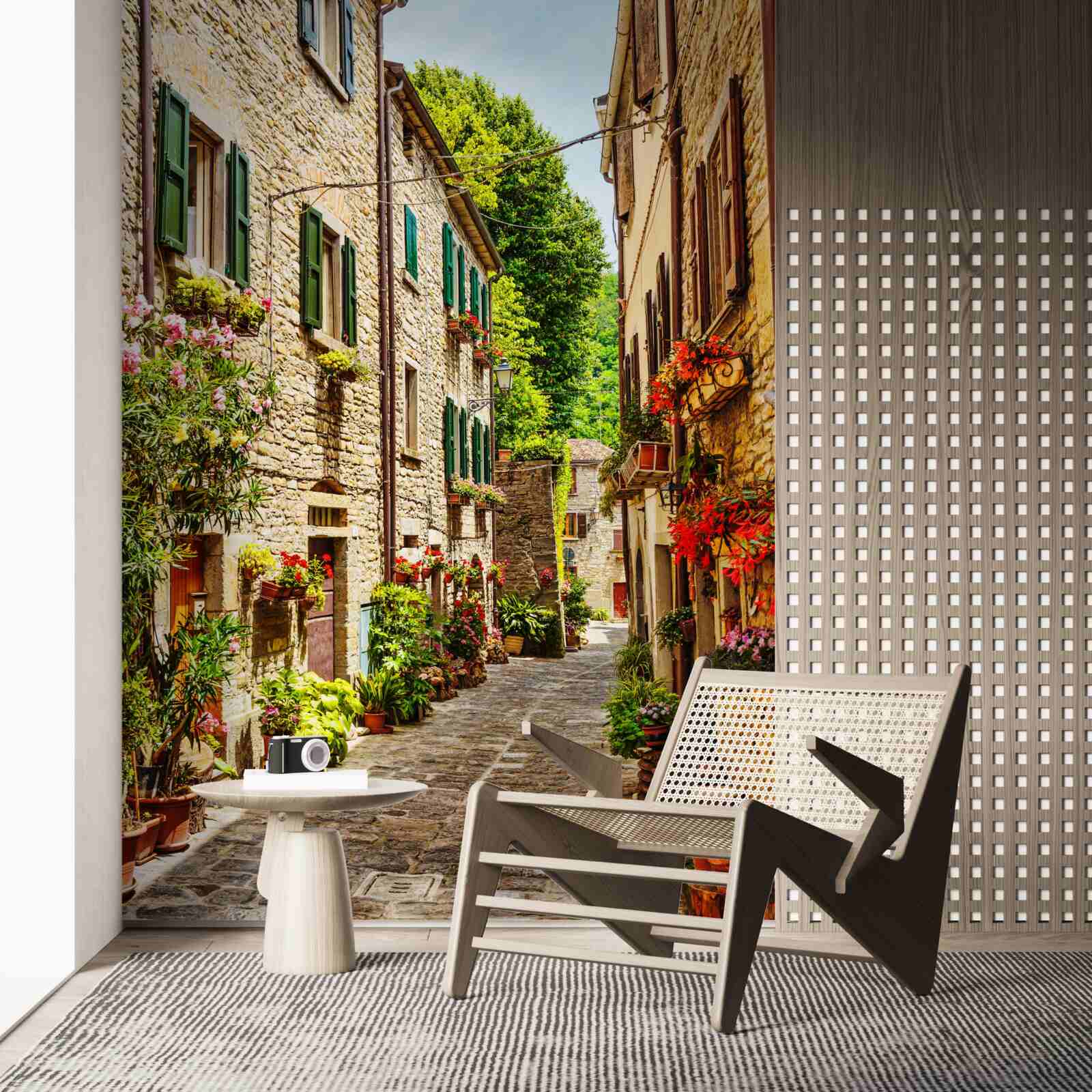 Fototapet promenadă înconjurată de verdeață