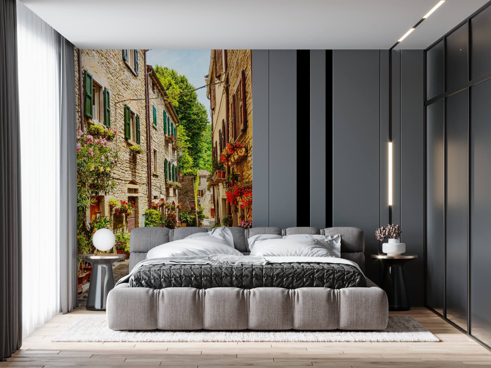 Fototapet promenadă înconjurată de verdeață