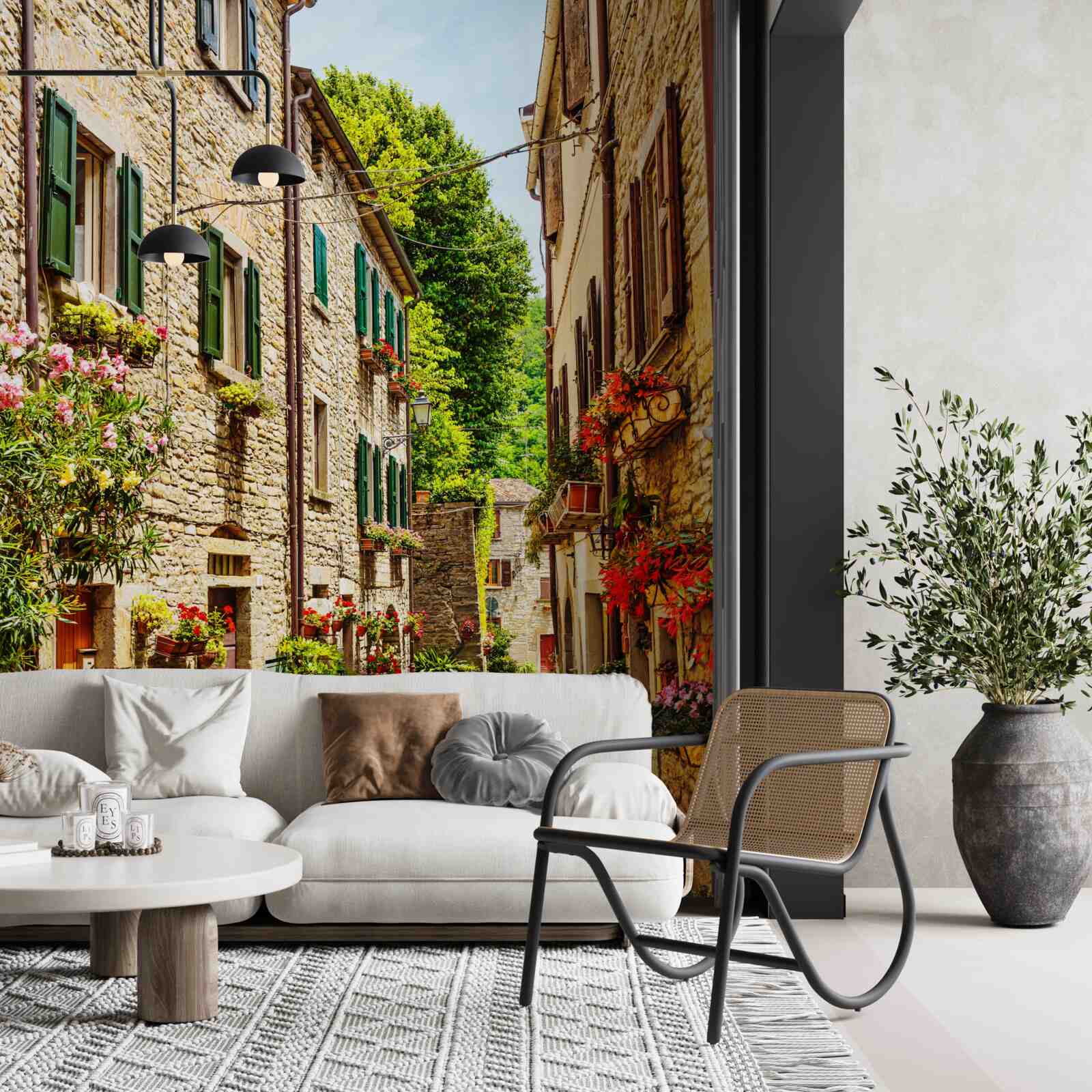 Fototapet promenadă înconjurată de verdeață