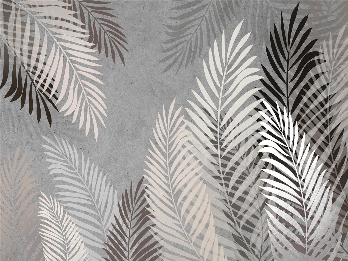 Fototapet frunzele tropicale sunt albe și negre